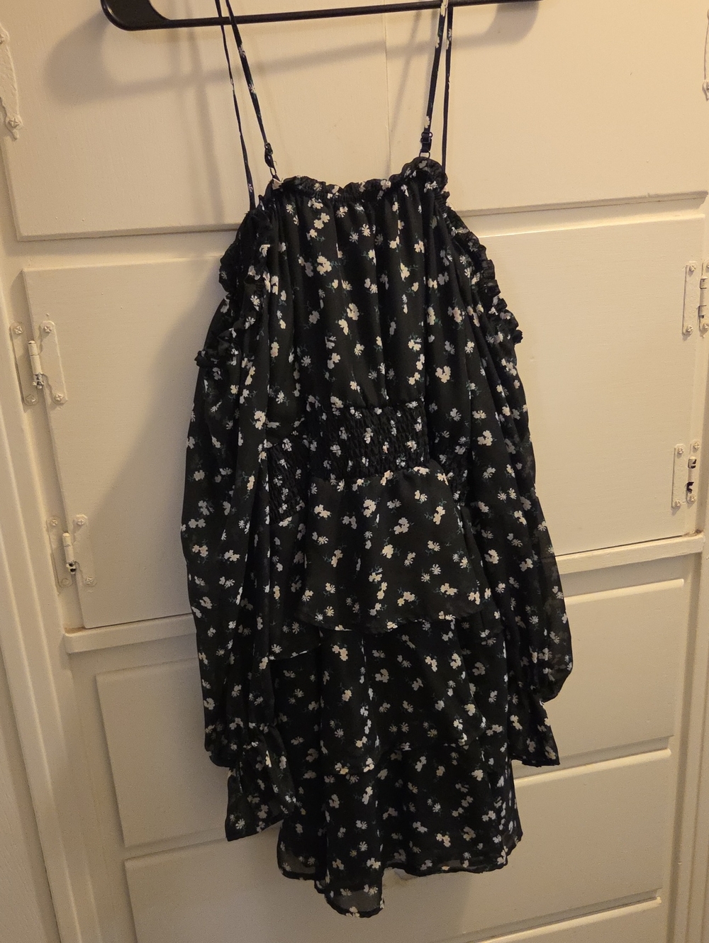 Rue21 Black Floral Ruffle Sundress with White Blossoms